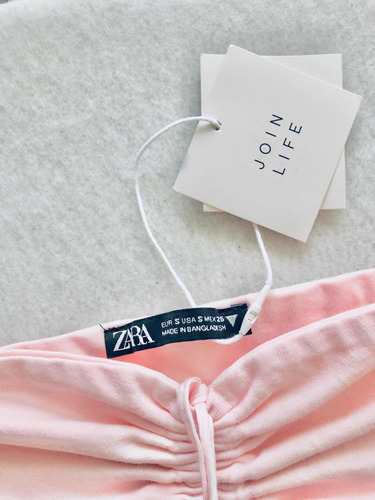 Zara Original Crop Top Estilo Tubo Con Tiras Halter Rosa (Usado)