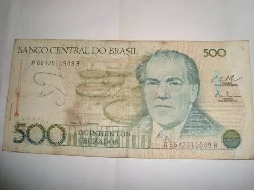 Billete De Brasil De 500 Cruzados Serie A Numero 6642011909