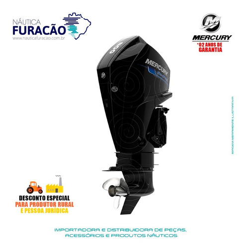 Motor De Popa Mercury 4 Tempos 200hp Cxl Seapro V6 Mec Preto