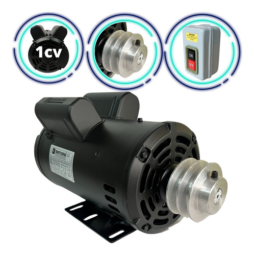 Motor Elétrico 1cv Monofásico Alta Rotação C/polia E Chave