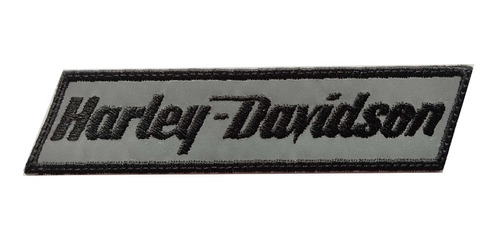 Parche Bordado Harley Davidson Reflectivo Texto Letras Negra