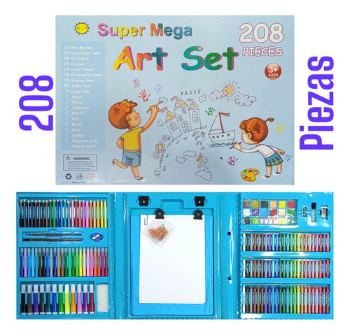 Estuche De Colores Para Arte Y Dibujo. Set 208 Piezas