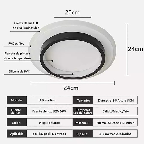 Lámpara De Techo Led Moderna De Tres Colores Cambiantes