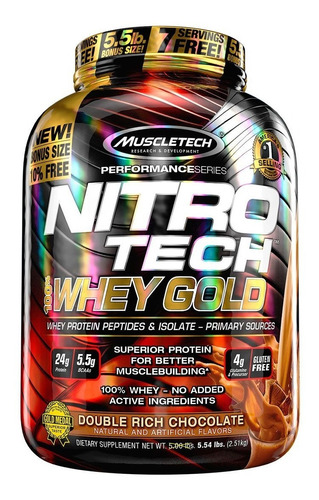 Nitro Tech Gold 2.5kg  Muscletech  4g GlutaminaSabor Double Chocolate