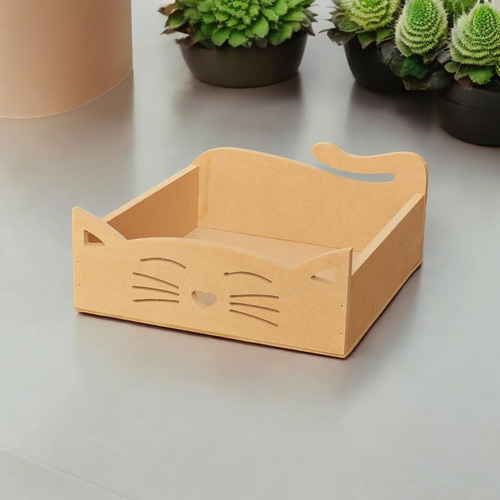Gato Caja Decorativa Guacal De Madera Para Regalo Sorpresa