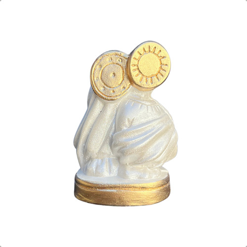 Kit 10un Sagrada Familia 6cm Lembrança Caixa Padrinhos Gesso Branco/dourado