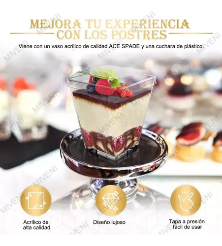 Vasos De Plástico Para Postres Mini Repia Con Cuchara, 50 Un