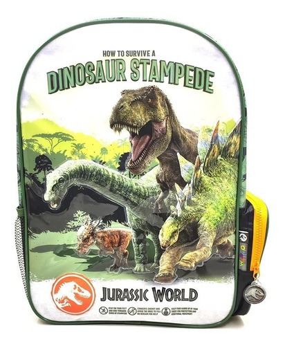Mochila Jurassic World 3d 16 Escolar Lic. Ofic. Dinosurios Color Verde Diseño de la tela Poliéster