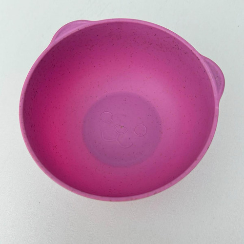 Bowl Tigela Cumbuca Prato Bebê Urso Rosa 650ml Bambu E Pp
