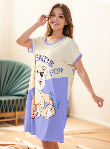 Camison Bluson Pijama Para Mujer Casual Largo Estampado