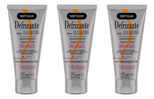 Defrizante Soft Hair 240 Ml Queratina-kit C/3un