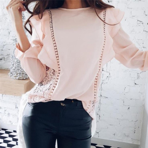 Blusa Rosada Con Encaje Elegante Talla S Nueva Importada