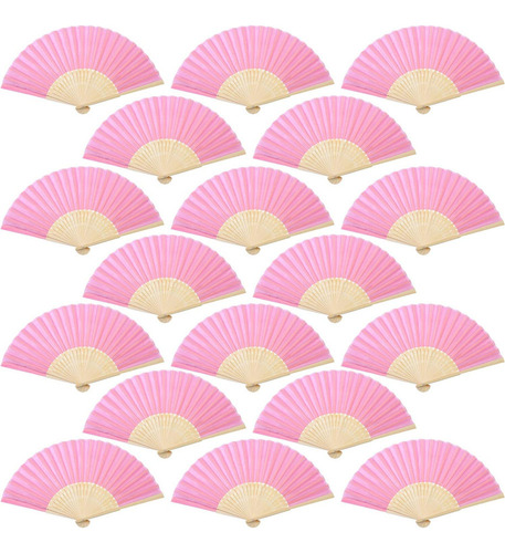 20pzs Abanicos Plegables Mano Rosa Abanicos Tela For Fiesta