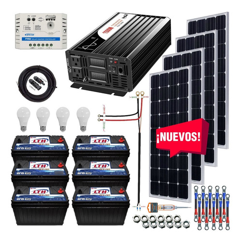 Kit Solar 3500 Watts Lth Inversor 1500w Onda Pura Pwm Sd