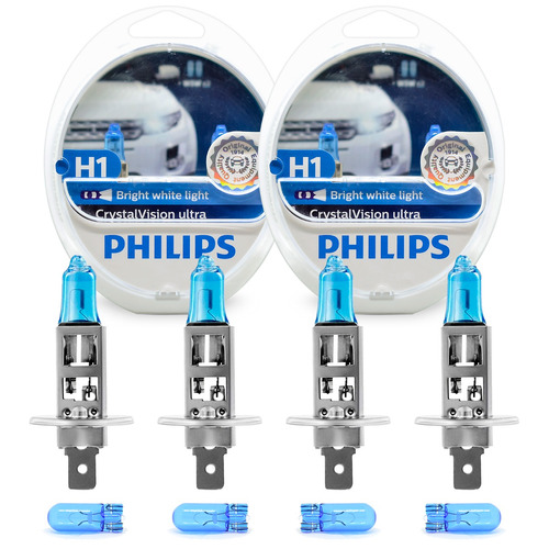 Lâmpada Philips Crystal Vision H1 Super Branca 4300k + Pingo