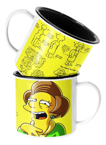 Taza Enlozada Lechera Edna Krabappel Los Simpson Dibujo