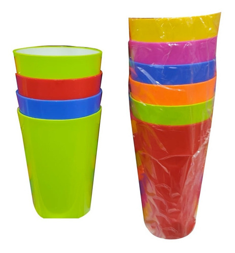 Pack 3 Vasos Plástico Duro Reutilizable Colores Ideal Viajes