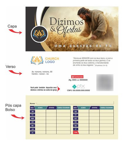 Envelope De Dízimo E Oferta Pesonalizado 200 Unid.