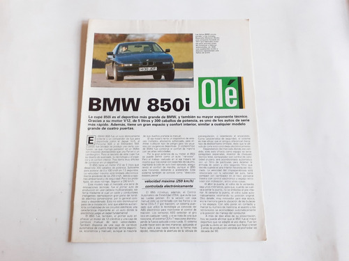 Revista Ole Supercars Poster Desplegable Bmw 850i