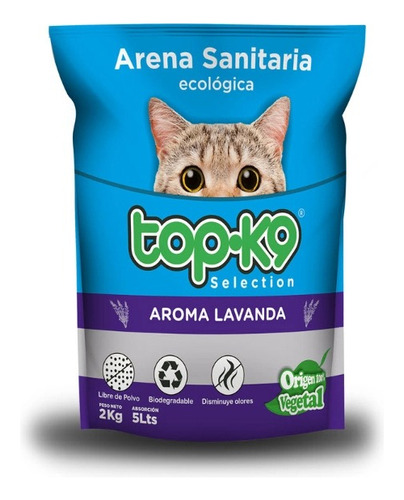 Arena Sanitaria Ecológica Top-k9 10 Kg Aroma Natural