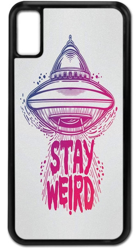 Lunarable Saying iPhone X Case, Stay Weird Ufo Alien, Shockp