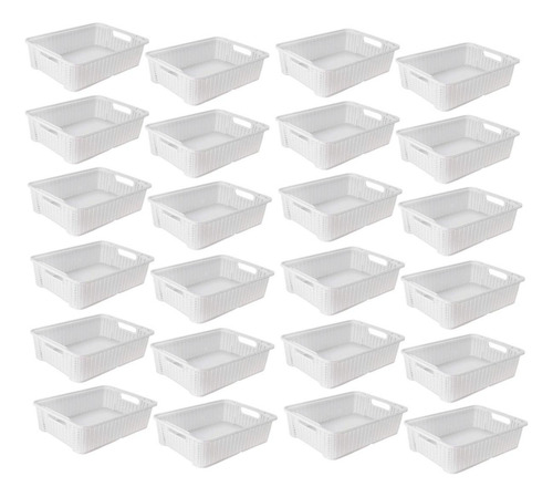 Juego de 24 cestas organizadoras apilables de 5,8 L, color blanco