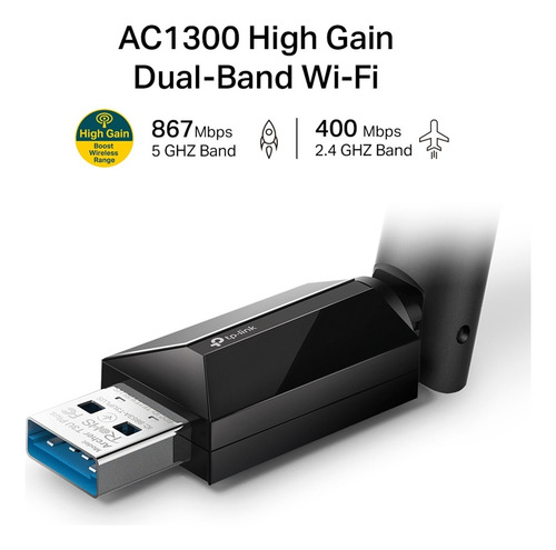 Tp-link Archer T3u Plus Adaptador Usb Negro 1300 Mbps