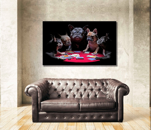 Cuadro Vanguardista Canvas Perros Jugando Cartas  100x60