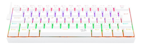 Teclado gamer Redragon Lakshmi K606R QWERTY português Brasil cor lunar white com luz rainbow