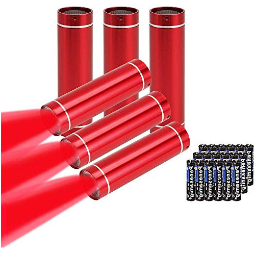 Mini Linterna Led De Luz Roja, Pack De 6 Pequeñas Lint...