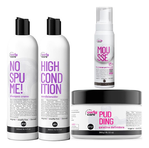 Kit Curly Care Com Gelatina Puding E Mousse (4 Itens)