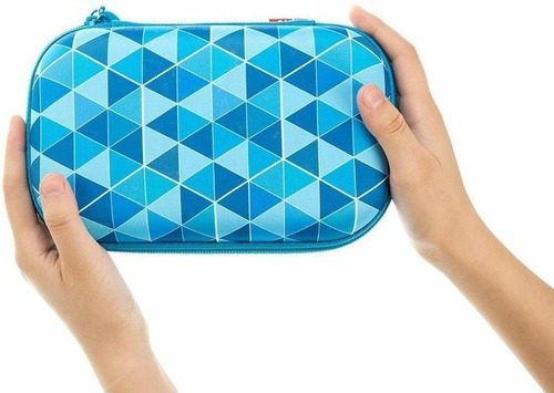 Zipit Case Triangulos Azul Lapicera Estuche Organizador Xl