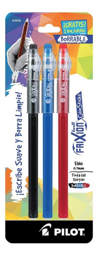 3 Bolígrafo Gel Frixion Stick Pilot Tinta Borrable Punta 0.7 Color De La Tinta Varios