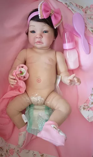 Bebe Reborn Autentico Silicone Promoção Boneca Enxoval Rosa