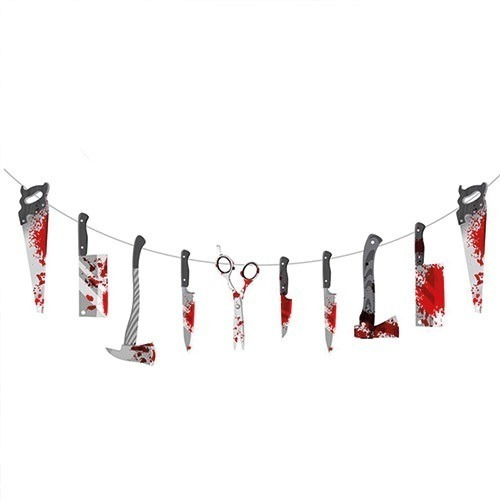 Imagen 2 de 5 de Banderin Guirnalda Armas Sangre Sangrientos Halloween Deco