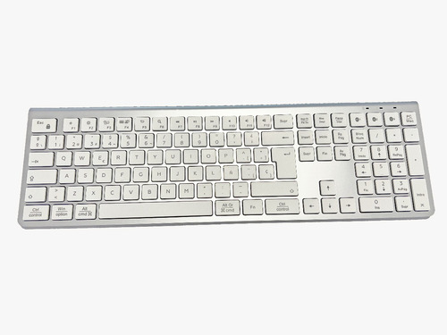 Teclado Bluetooth Qwerty Español Color Plata Y Blanco Bateri