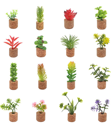 16 Pieces Artificial Mini Succulent Plants Fridge Magnets