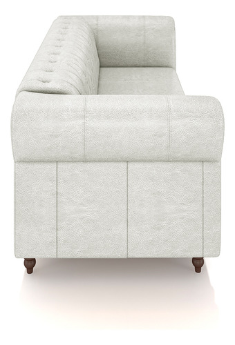 Conjunto Chesterfield 2/3 Lug 180/240 Couro Branco Manchado