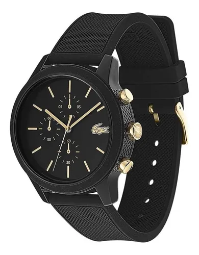 Reloj Lacoste Hombre 12.12 Cronografo Negro Silicona 2011012