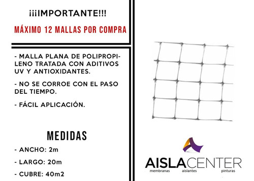 Imagen 2 de 9 de Malla Sosten Aislante De 2m X 20m = 40m2 Techos Tinglado
