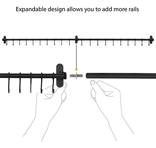 Rail De Cocina Lyon Con 10 Ganchos S Para Utensilios 43 Cm N