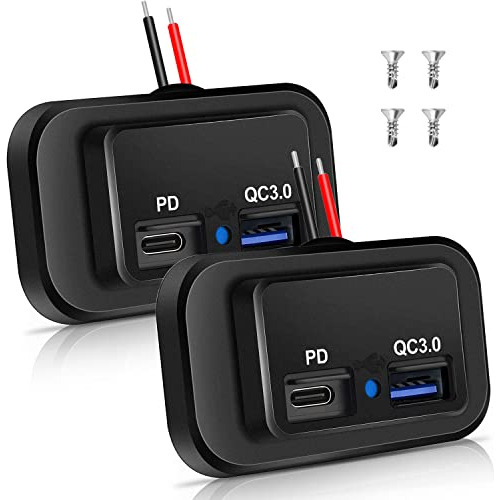 2pcs 12v/24v Salida Usb Rv, Puerto Usb Dual Pd3.0 Typec...