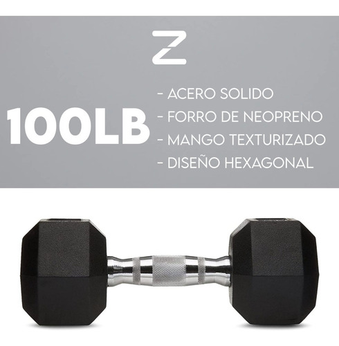 Mancuernas Para Ejercicio Par De Pesas Hexagonales Gym 100lb Color Negro
