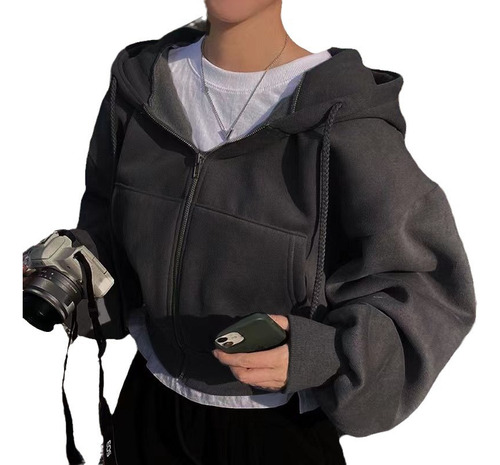 Sudadera Con Capucha Y Cremallera Con Forro Polar Para Mujer, Ajustada Y Cálida
