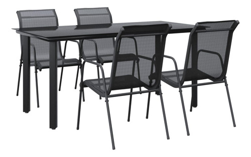 Vidaxl Juego De Comedor Negro Para Patio, Juego De Muebles .