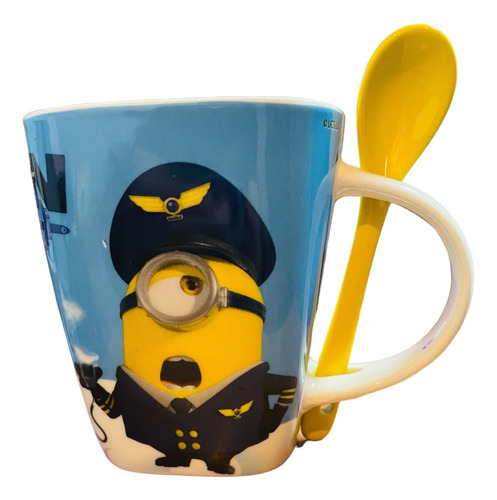 Minions  Taza De Cerámica Con Cuchara Original Coleccionable