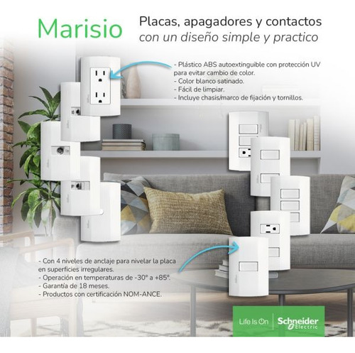 5 Toma Corriente Dúplex 2p+t 127~ 15 A. Blanco Mwd1313175 Blanco