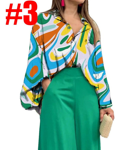 Conjunto De Camisa Con Estampado Suelto Y Pantalones