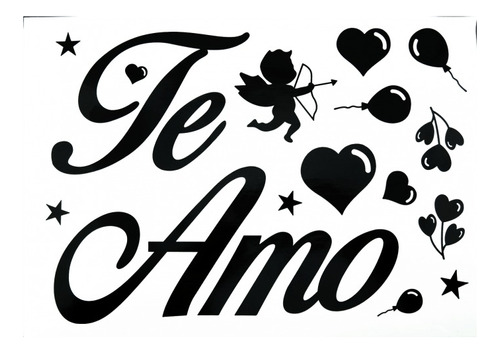 Stickers Para Globos Te Amo Cupido  *5 Unidades
