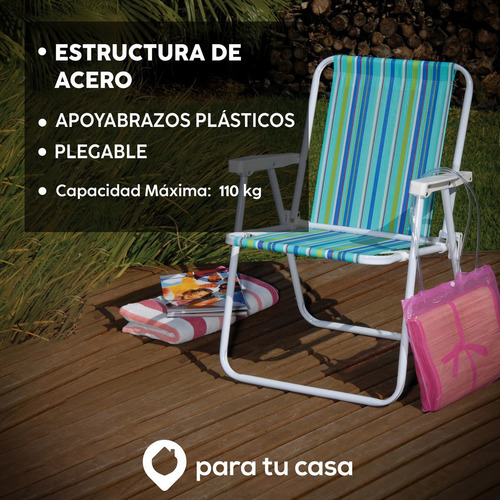 Sillón Playa Camping Pescador Acero Rafia Mor Ct